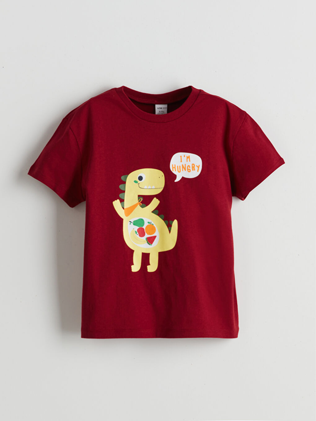 Bordo Dinozor Baskılı Erkek Çocuk Tişörtü