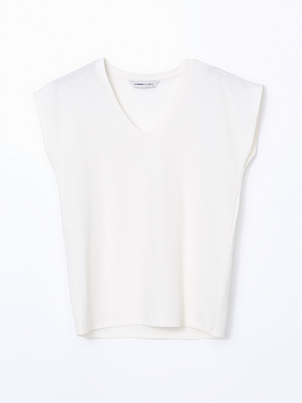 LCWAIKIKI Classic V-Neck Textured Women's T-Shirt -S5HG12Z8-FEW