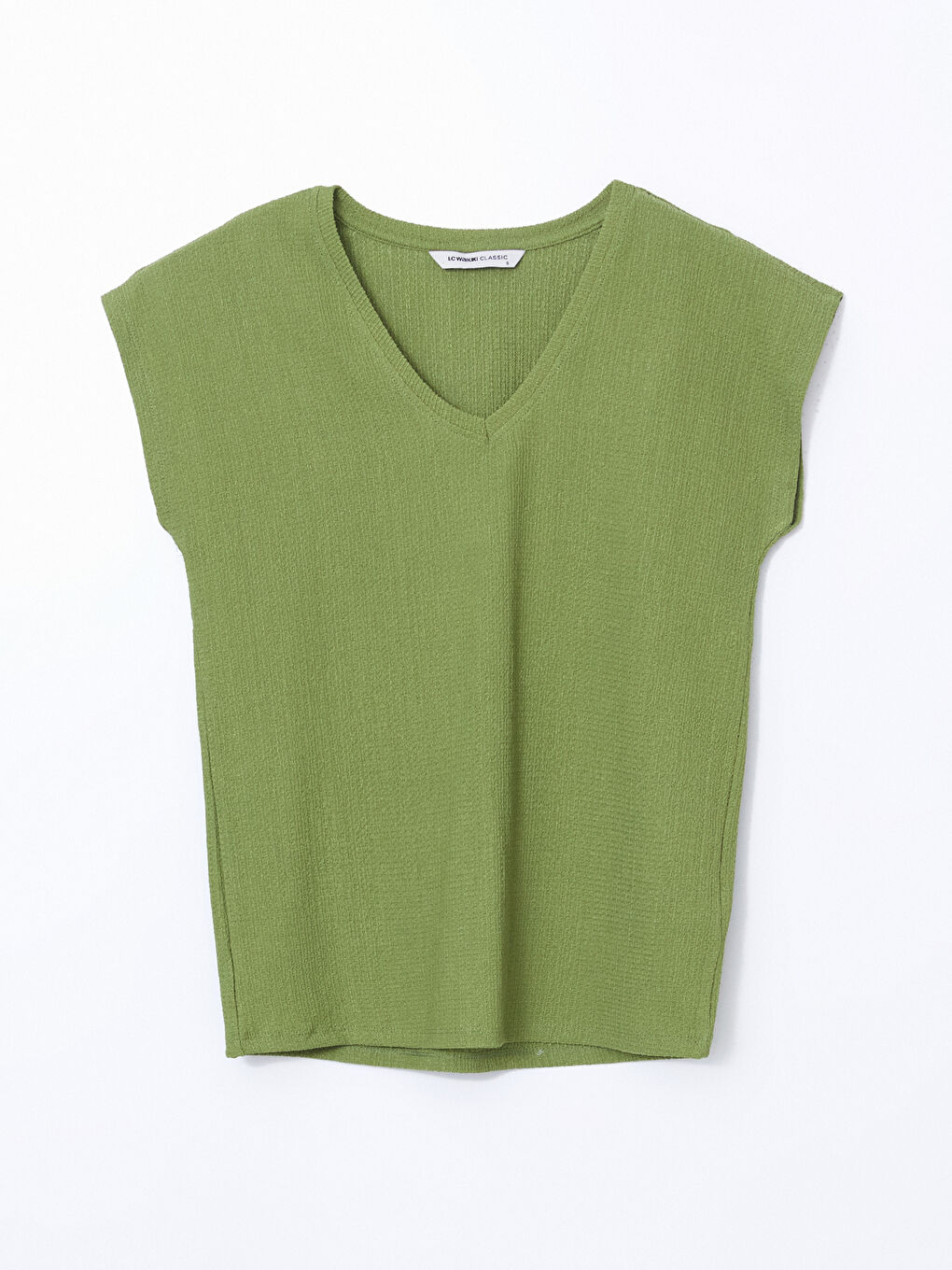V-Neck Textured Women's T-Shirt -S5HG12Z8-GQ3