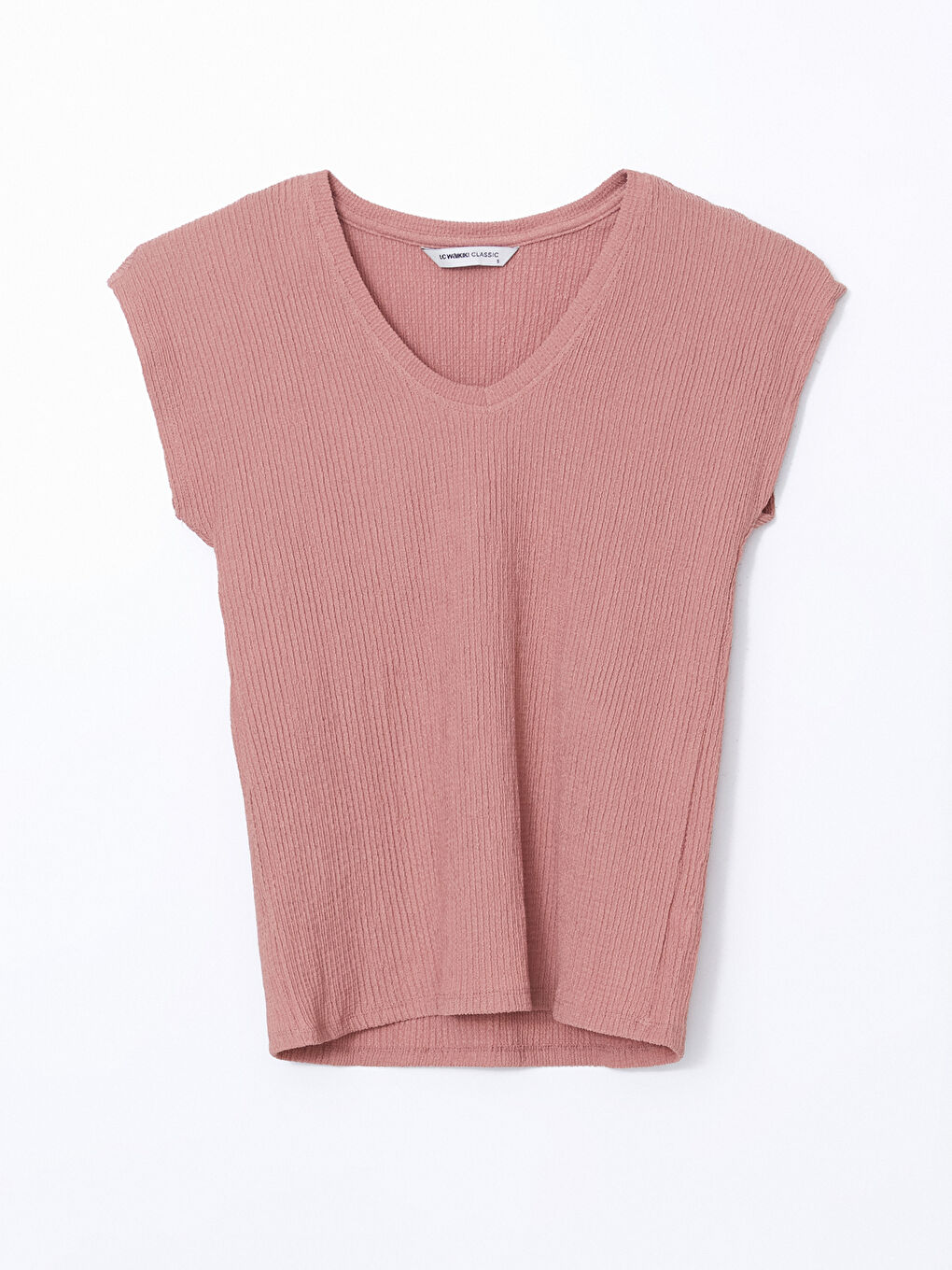 V-Neck Textured Women's T-Shirt-4