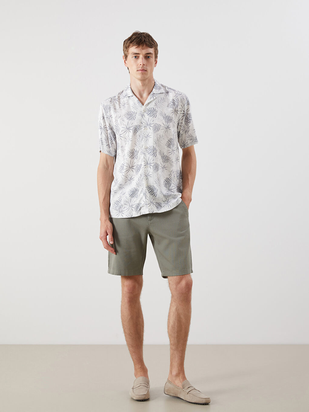 Regular Fit Short Sleeve Patterned Men's Shirt-1