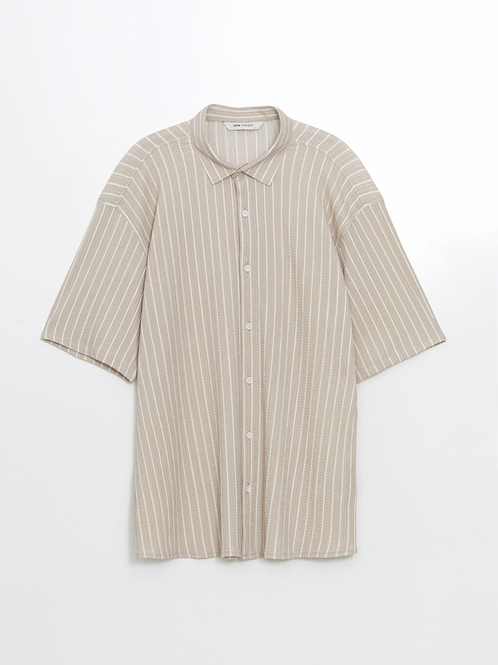 قميص رجالي مخطط بأكمام قصيرة بقصة عادية-9