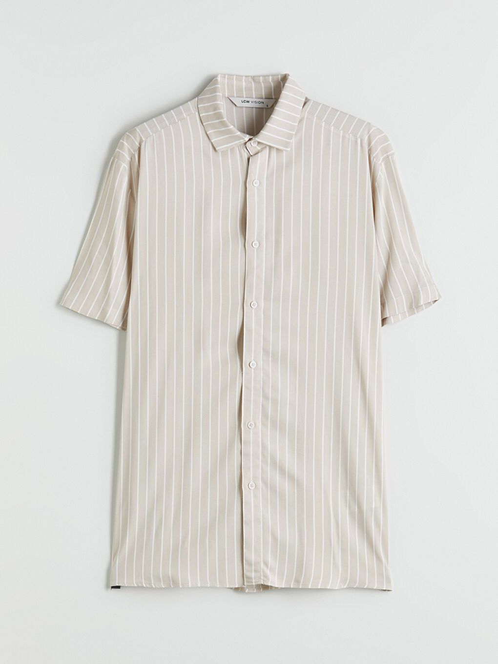 قميص رجالي مخطط بأكمام قصيرة بقصة عادية-8