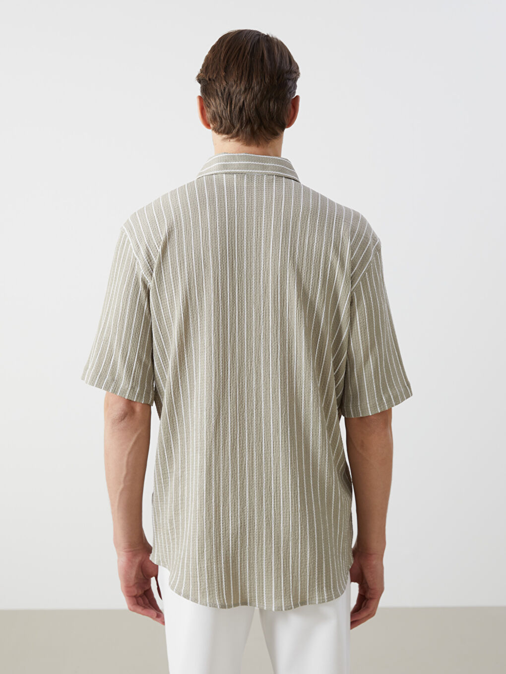 Regular Fit Short Sleeve Striped Men's Shirt-3