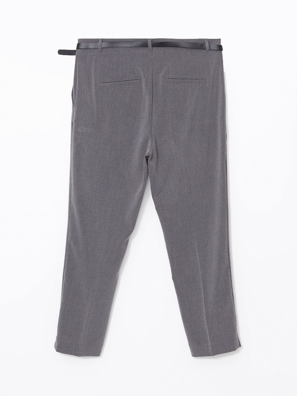 Gri Beli Kemerli Havuç Kesim Kadın Pantolon-1