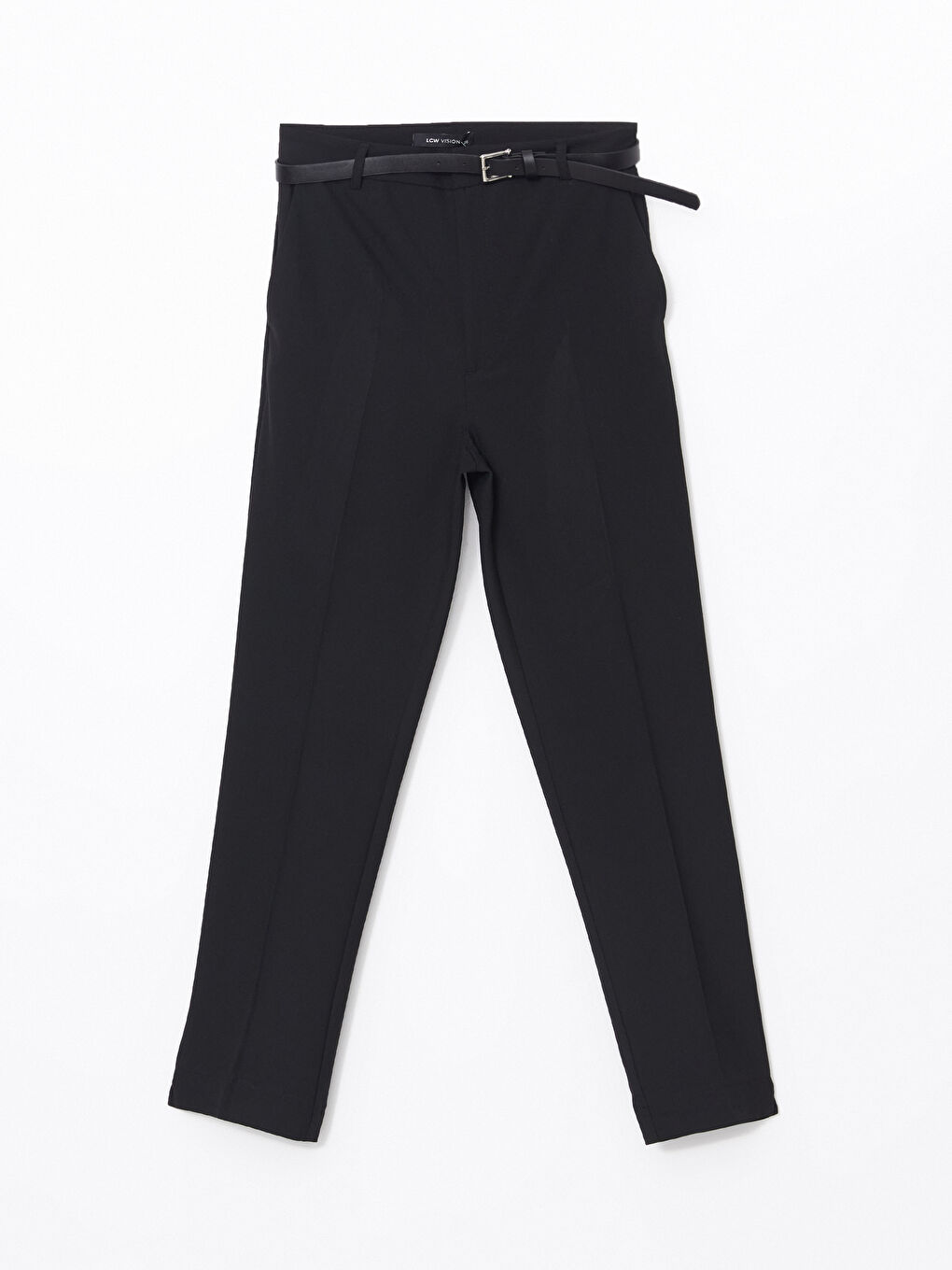 Siyah Beli Kemerli Havuç Kesim Kadın Pantolon-4