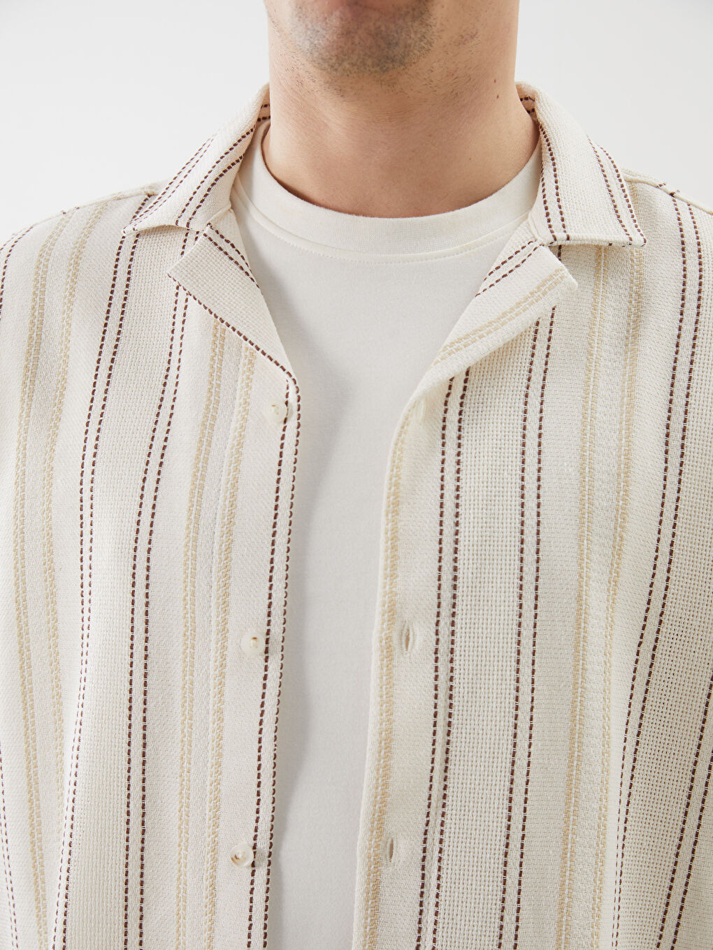 Regular Fit Short Sleeve Striped Men's Shirt-5