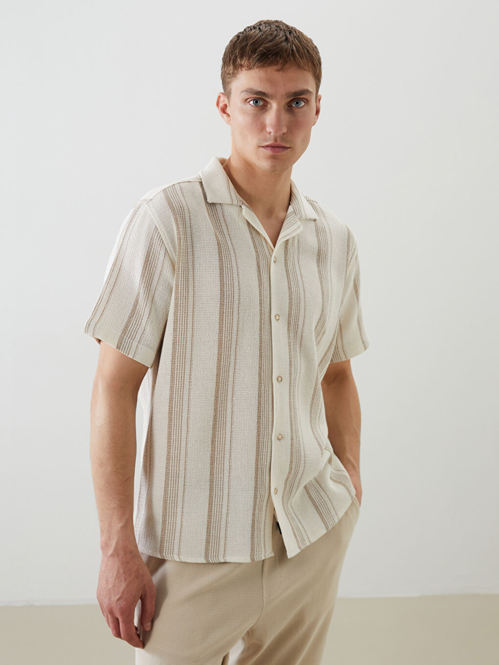 Regular Fit Short Sleeve Striped Men's Shirt