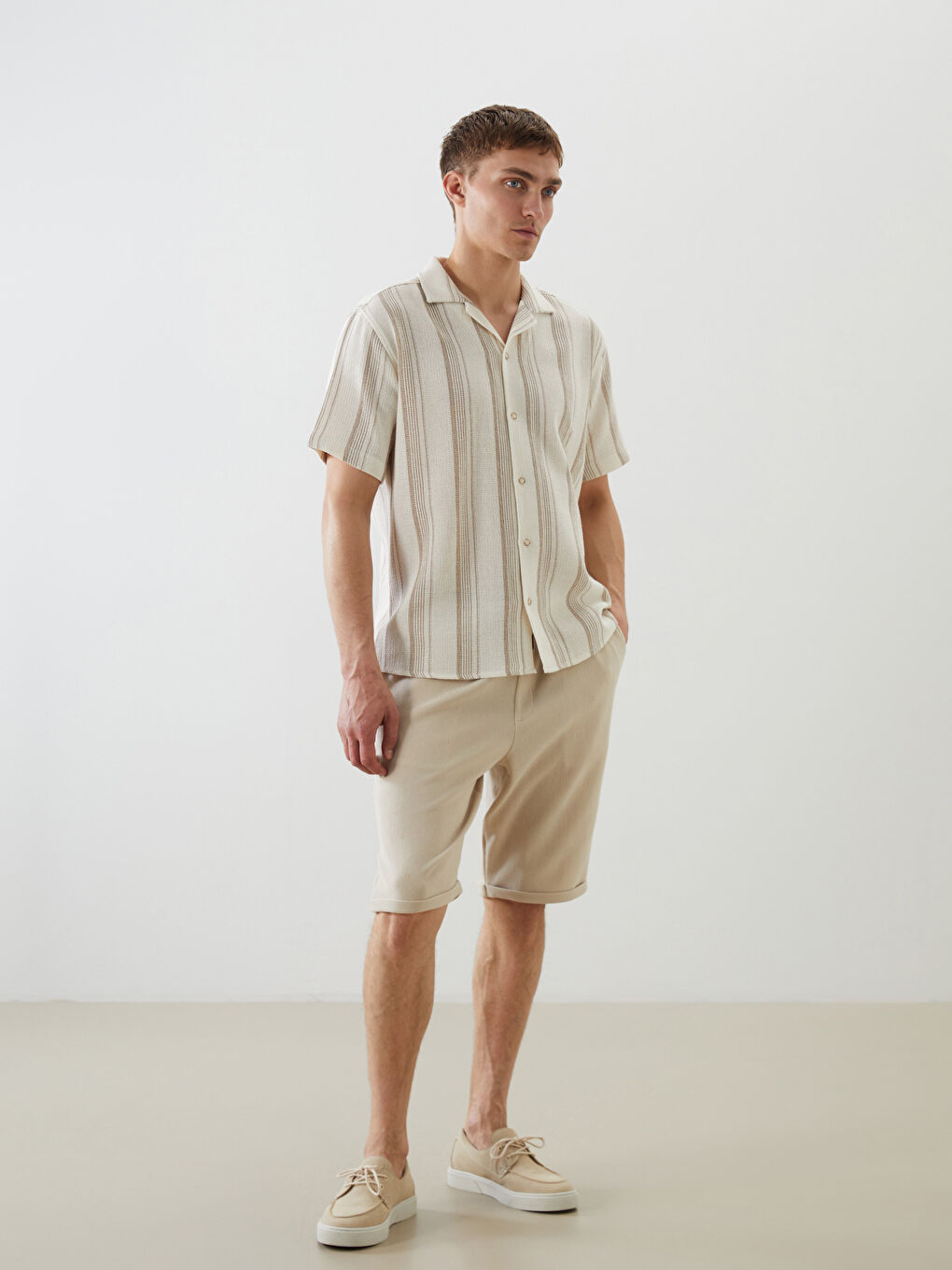 Regular Fit Short Sleeve Striped Men's Shirt-2