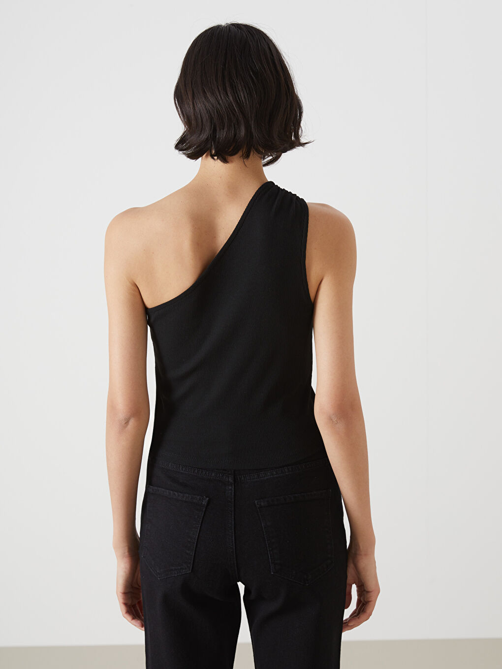 Women's One Shoulder Plain Tank Top -S5HG32Z8-CVL