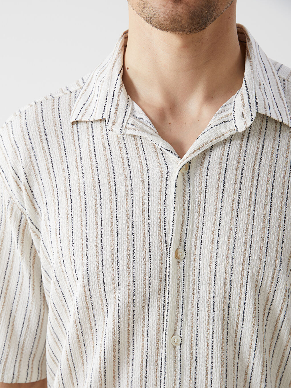 Regular Fit Short Sleeve Striped Men's Shirt-5