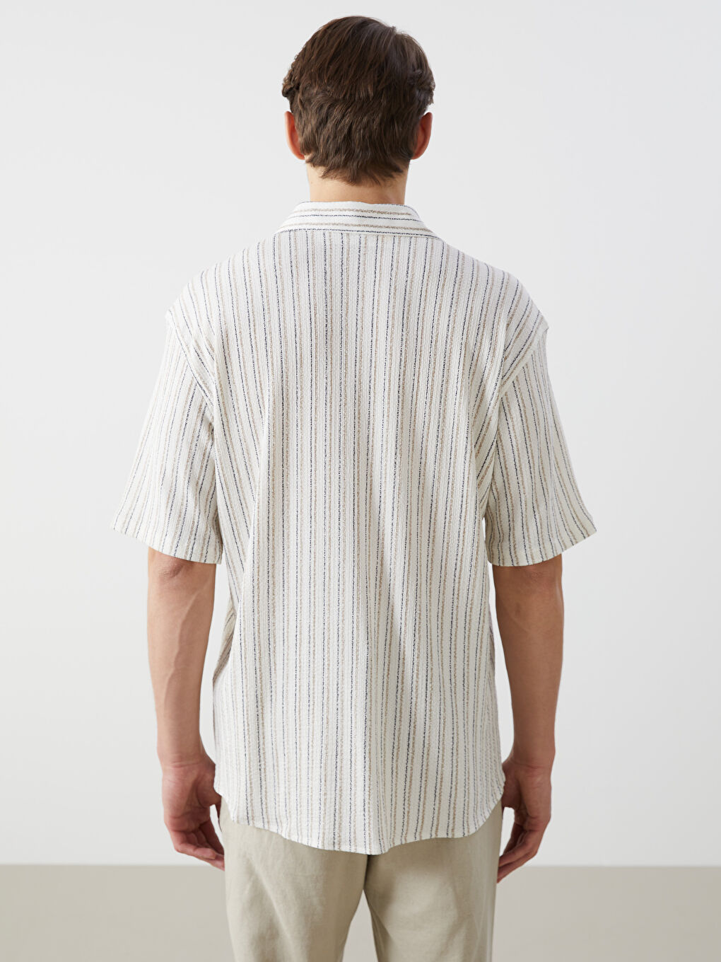 Regular Fit Short Sleeve Striped Men's Shirt-7