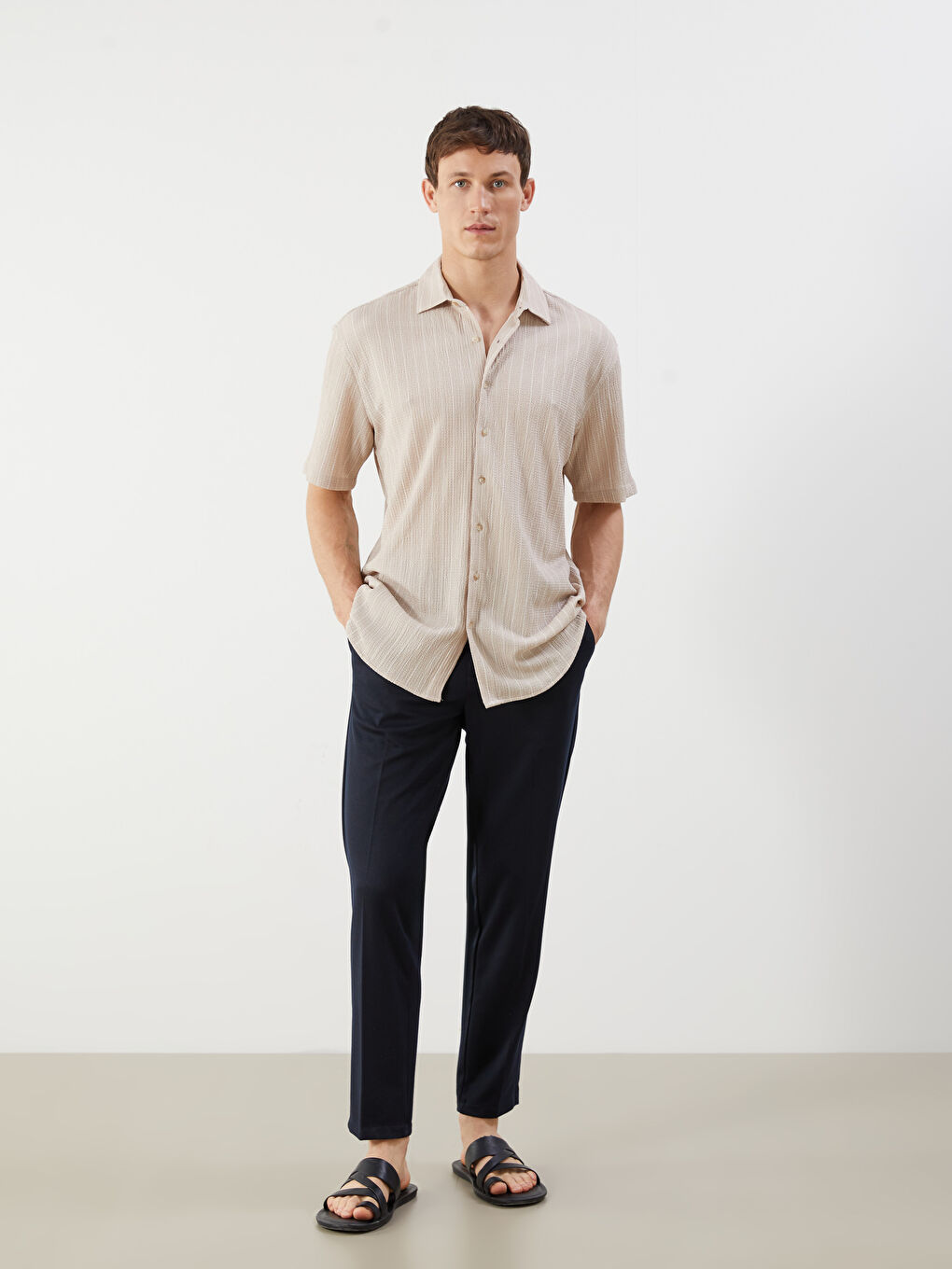 Regular Fit Short Sleeve Striped Men's Shirt-2