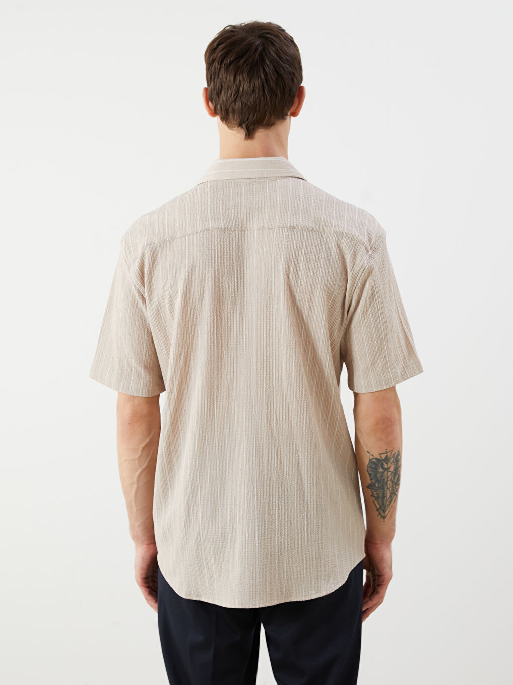 Regular Fit Short Sleeve Striped Men's Shirt-6