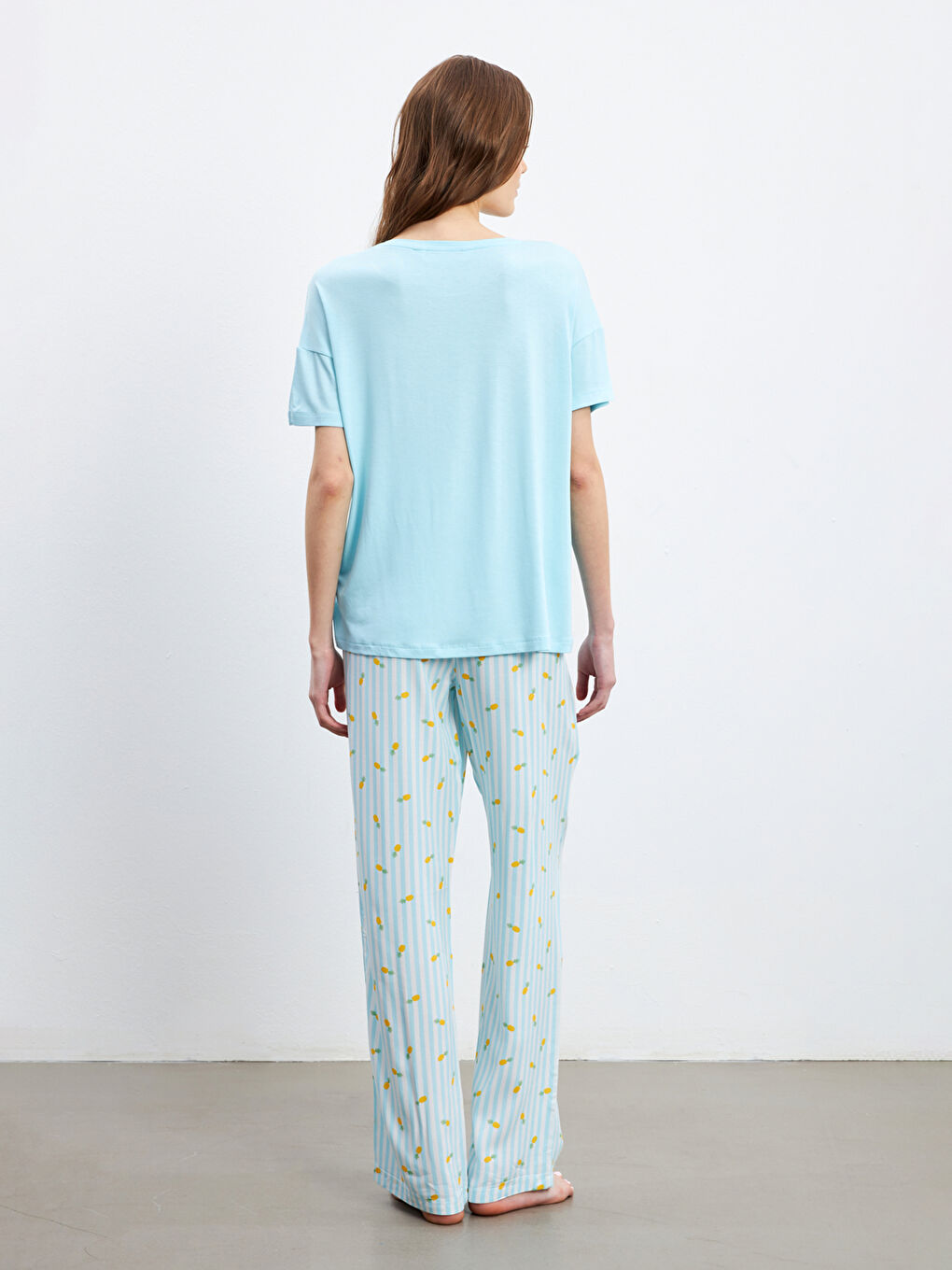 Crew Neck Printed Women's Pajamas Set -S5HG72Z8-LQK