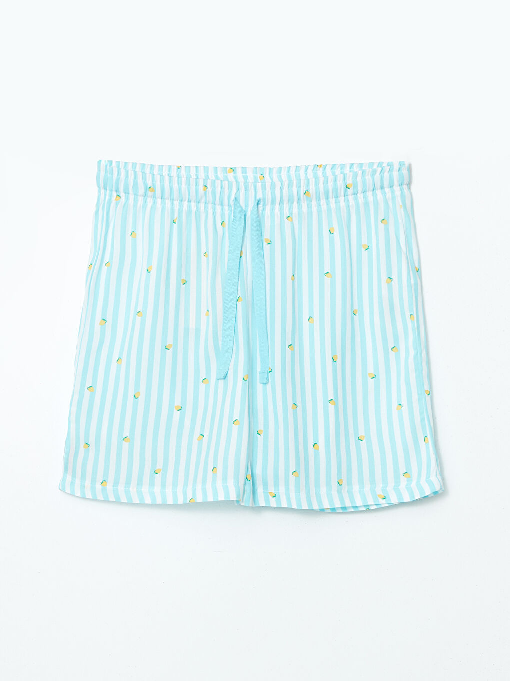 Mavi Beli Lastikli Limon Baskılı Kadın Şort Pijama Altı-4