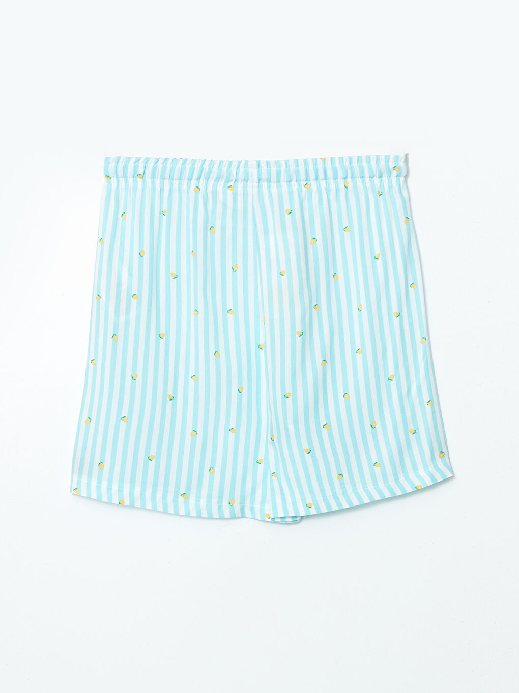Mavi Beli Lastikli Limon Baskılı Kadın Şort Pijama Altı-5