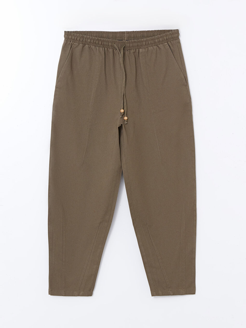 Haki Beli Lastikli Havuç Kesim Kadın Pantolon-4