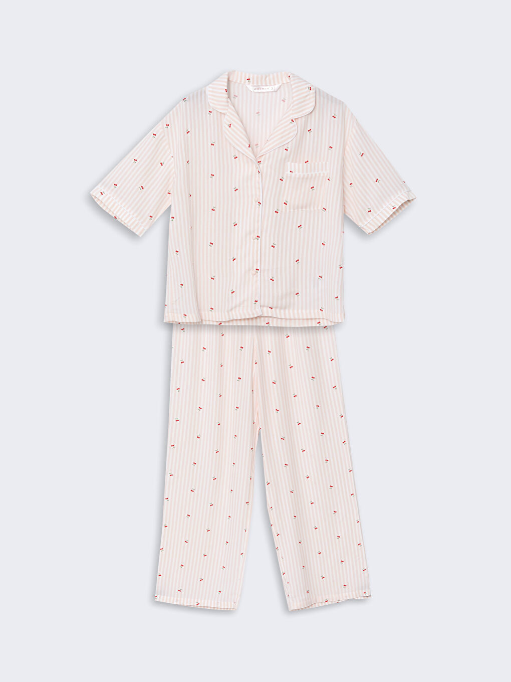 LCW DREAM Pembe Gömlek Yaka Baskılı Kadın Pijama Takımı - 4