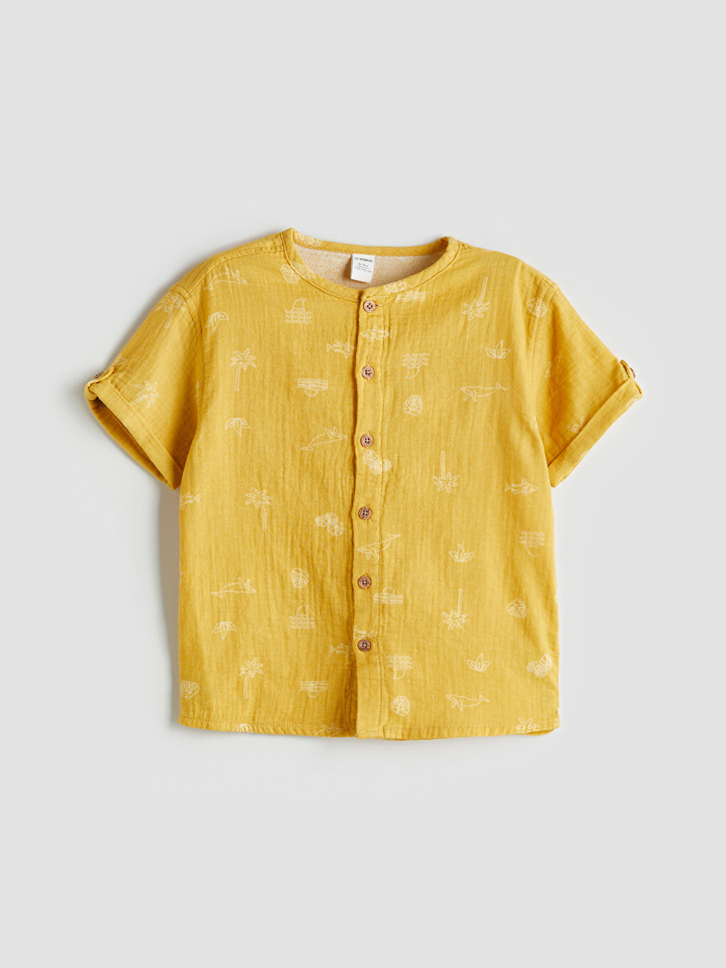 Sarı Baskılı Kısa Kollu Erkek Çocuk Gömlek