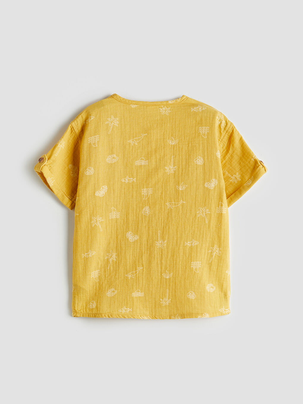 Sarı Baskılı Kısa Kollu Erkek Çocuk Gömlek-1