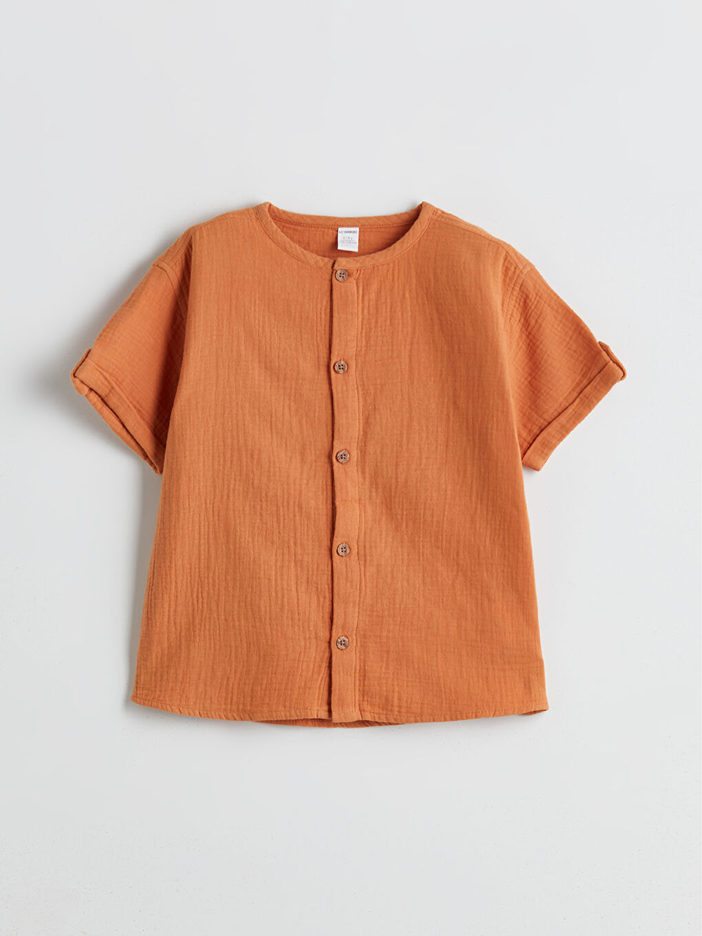 Turuncu Bisiklet Yaka Dokulu Erkek Çocuk Gömlek