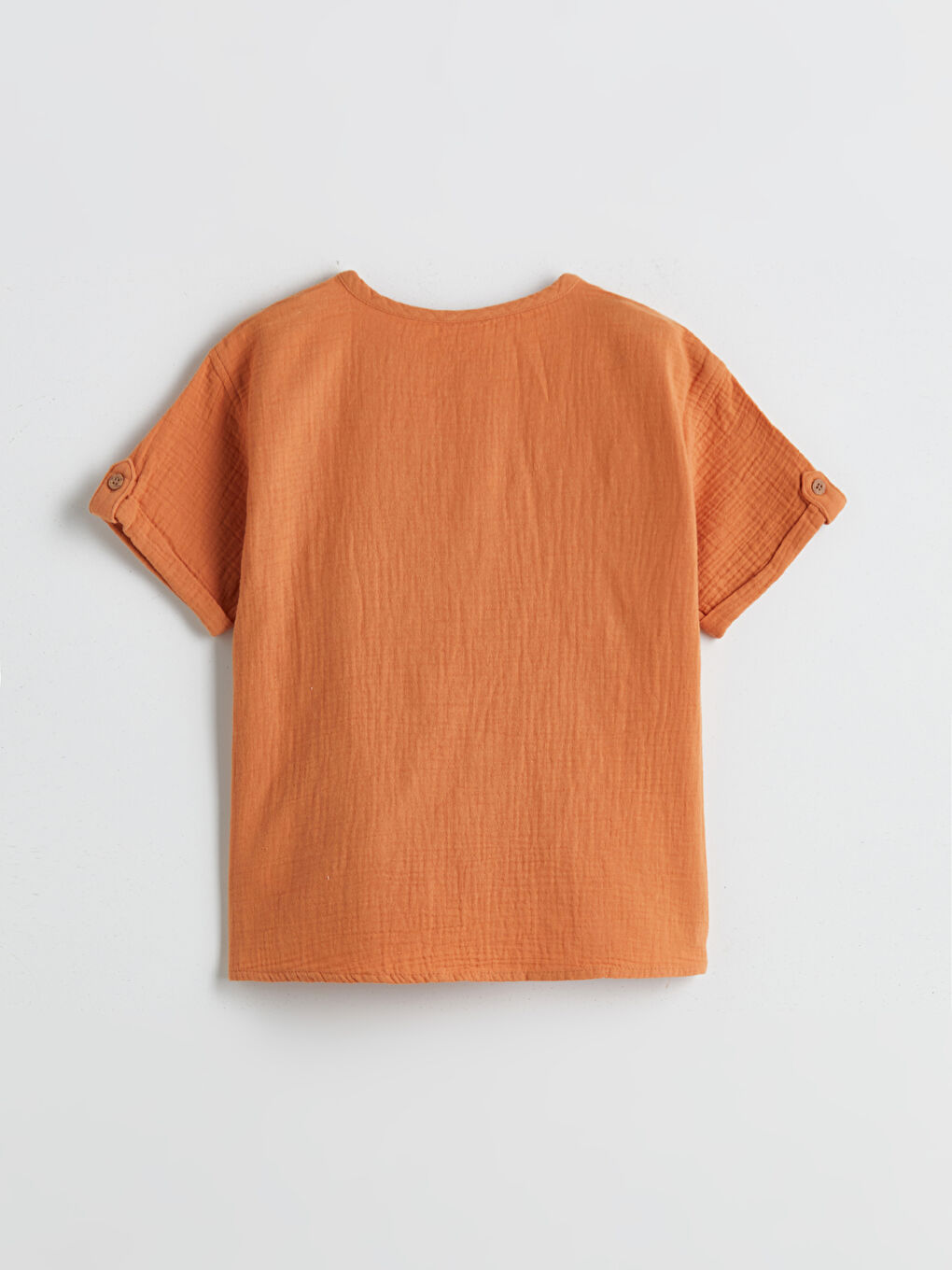 Turuncu Bisiklet Yaka Dokulu Erkek Çocuk Gömlek-1