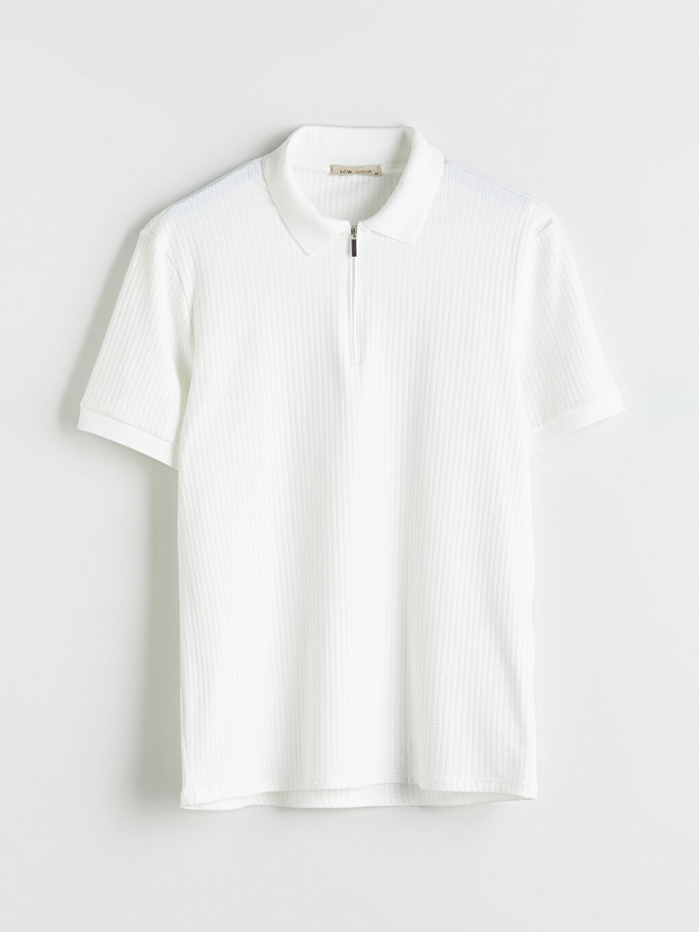 T-shirt Texturé à Col Polo Zippé pour Hommes-4