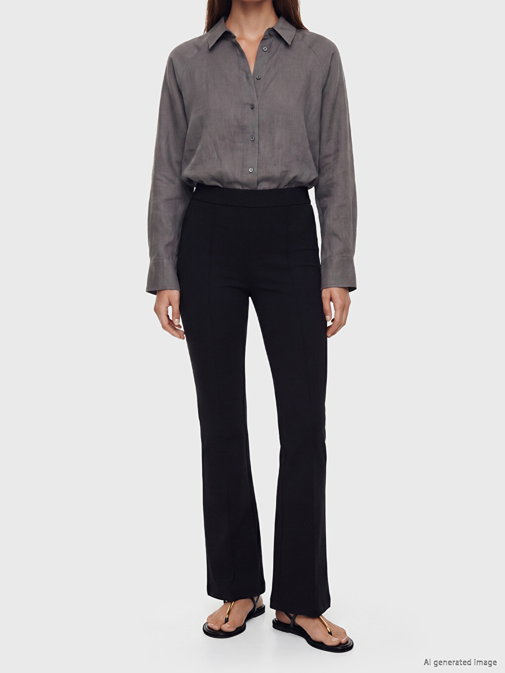 Siyah Loose Fit Geniş Paça Kadın Pantolon-1