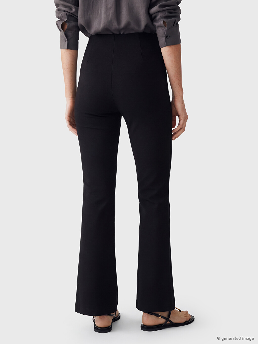 Siyah Loose Fit Geniş Paça Kadın Pantolon-3