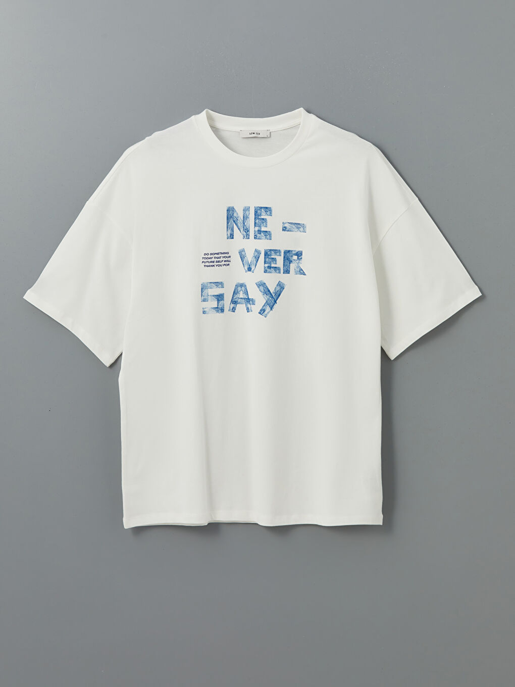 Beyaz Bisiklet Yaka Kısa Kollu Baskılı Penye Erkek Tişört-4