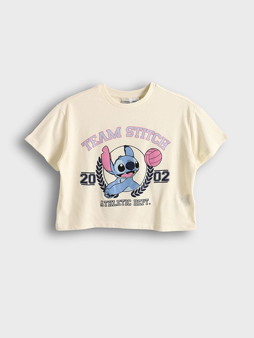 Crew Neck Stitch Printed Girls' T-Shirt