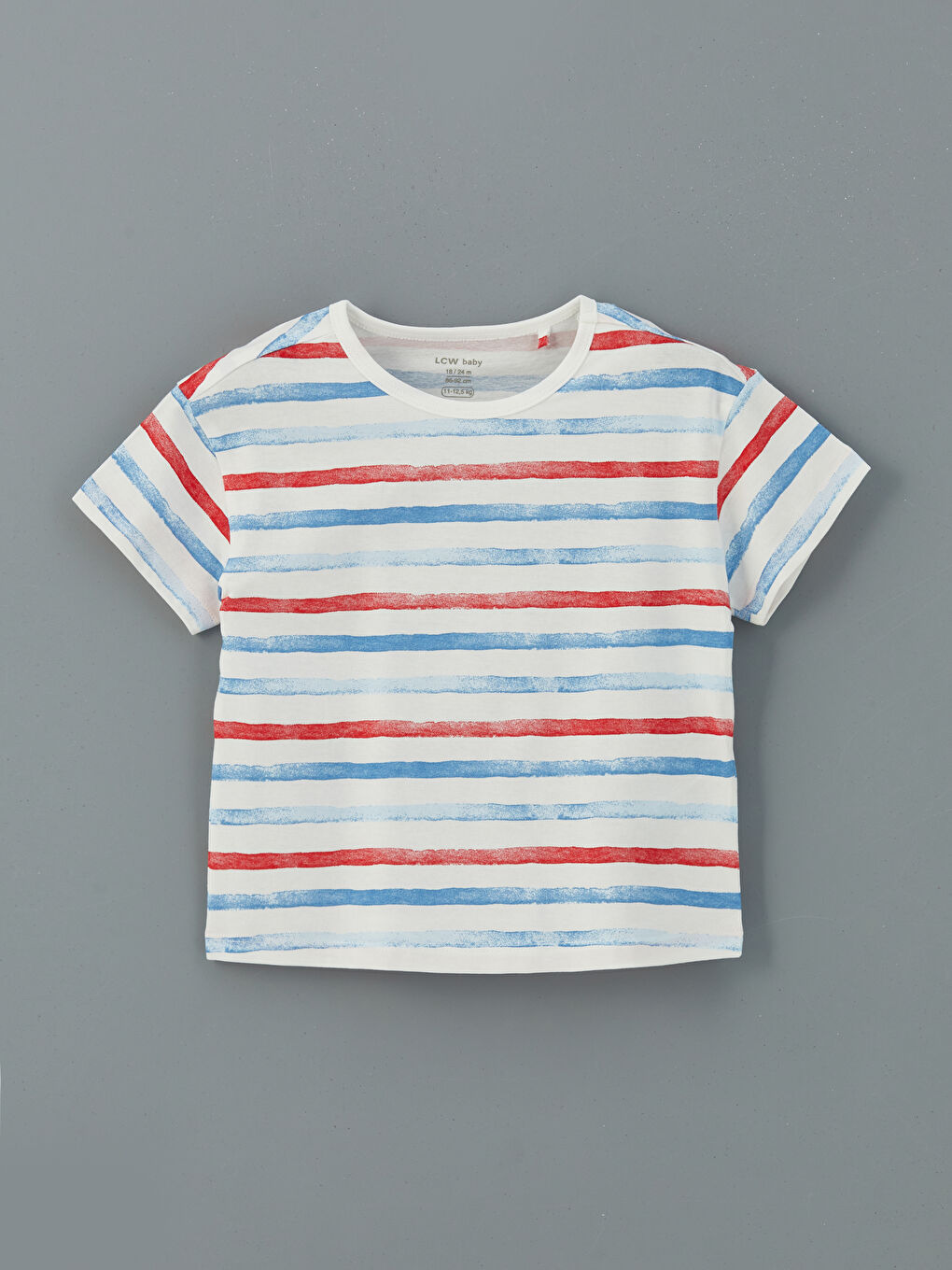 LCW baby Ekru Beli Lastikli Çizgili Erkek Bebek Pijama Üst