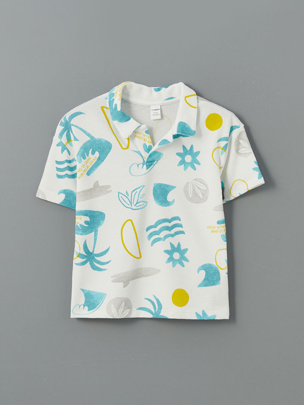 LCW Kids Ekru Resort Yaka Baskılı Erkek Çocuk Tişört - 2