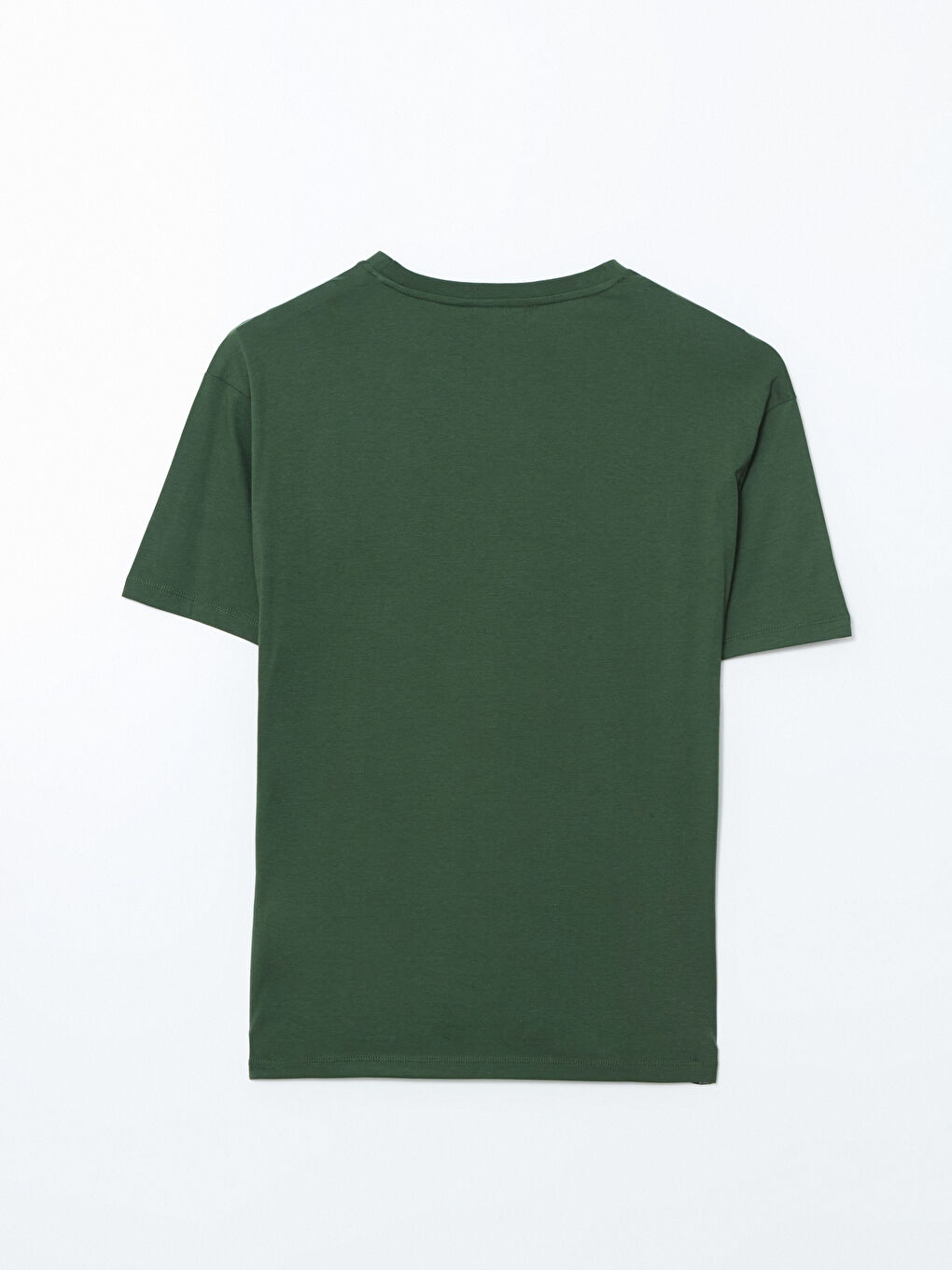 Yeşil Bisiklet Yaka Baskılı Penye Erkek Tişört-1