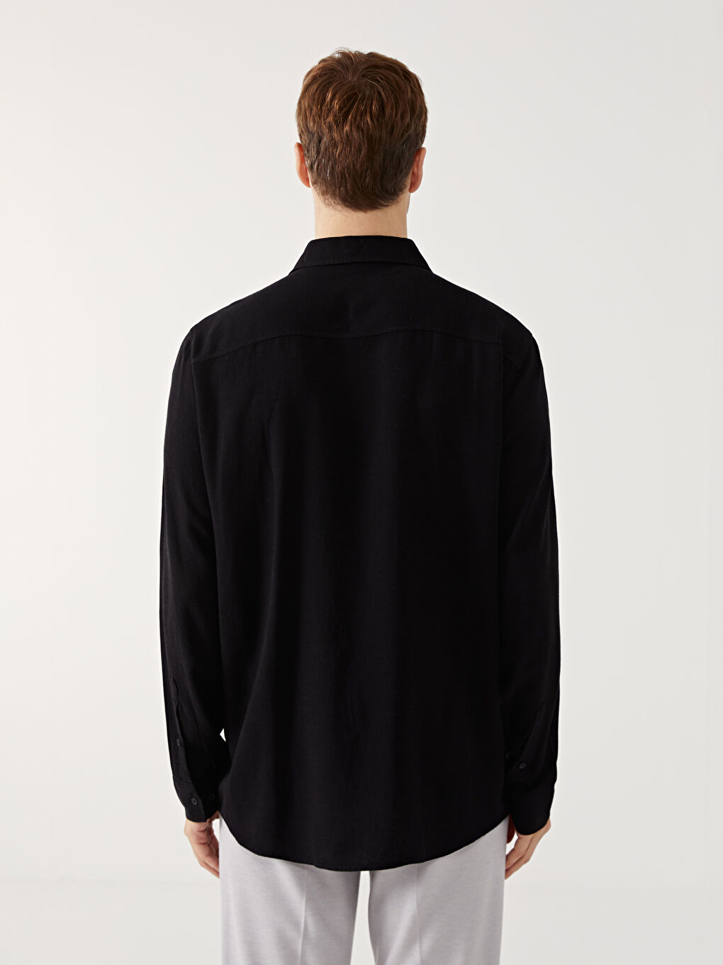 LCW Vision Slim Fit Long Sleeve Linen Blend Men's Shirt -S5HH86Z8-CVL