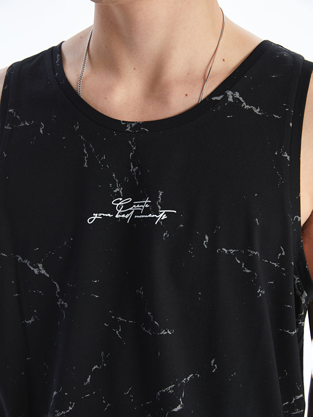 T-shirt sans manches imprimé à col rond pour Hommes-2