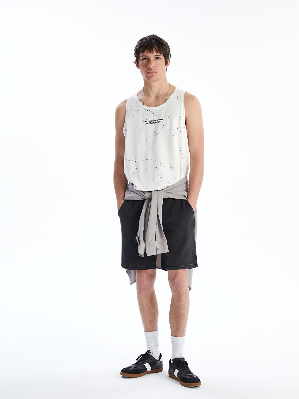 T-Shirt Sans Manches Imprimé Col Rond Pour Hommes-1