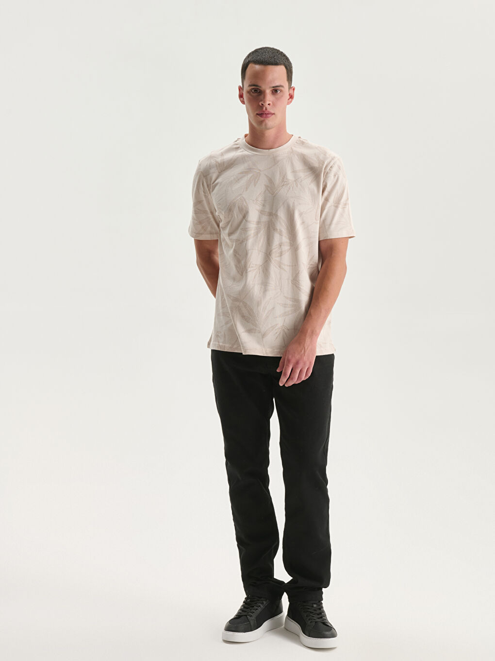 T-shirt en Jersey Imprimé à Col Rond pour Hommes-1