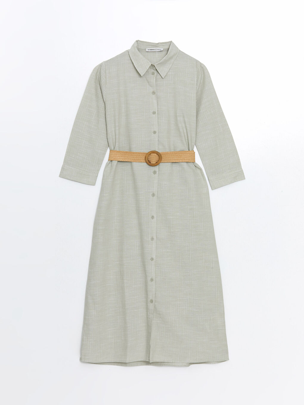Striped Belted Shirt Dress -S5HI76Z8-LFT