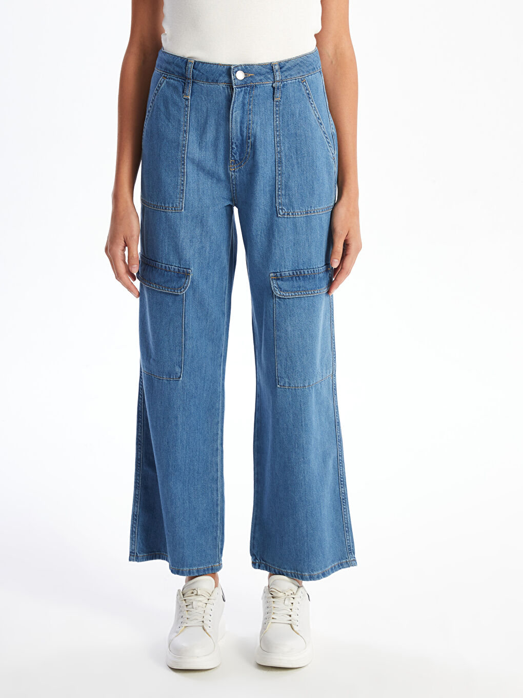Wideleg Women's Cargo Jean Pants -S5HI92Z8-507