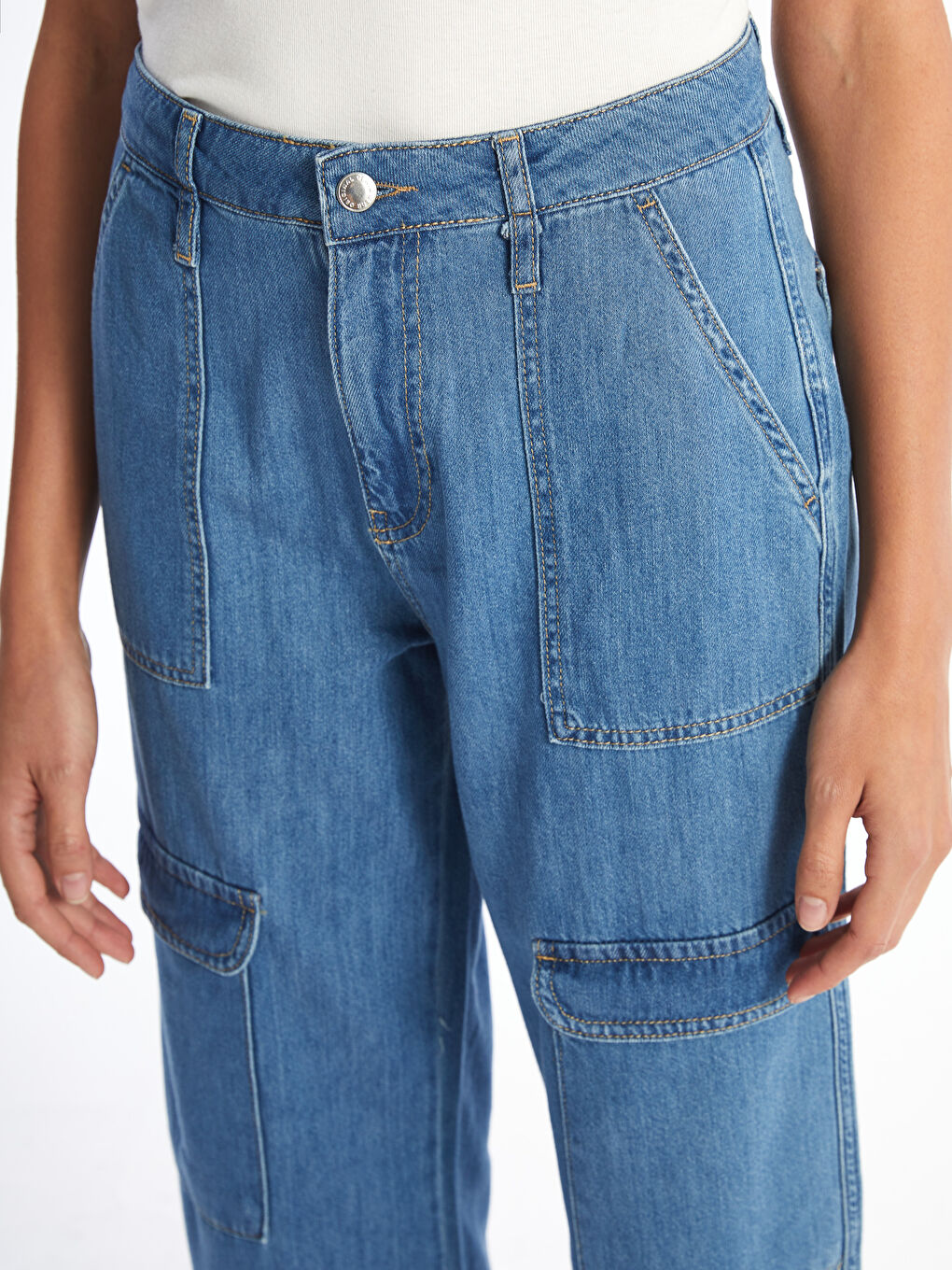 Wideleg Women's Cargo Jean Pants -S5HI92Z8-507