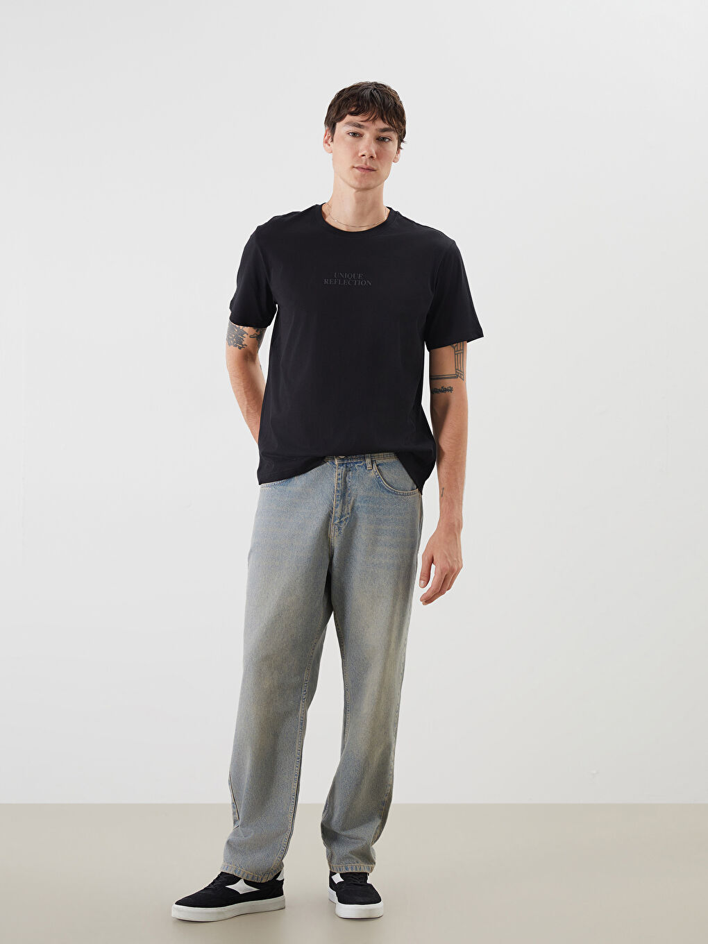 تيشيرت رجالي ياقة دائرية مطبوع جيرسي-1