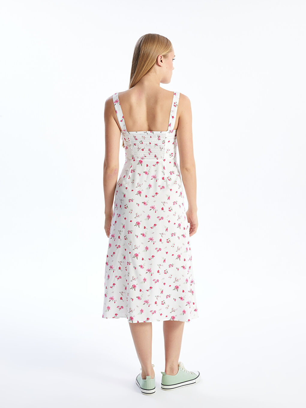 Square Collar Floral Women's Dress -S5HJ46Z8-R9J