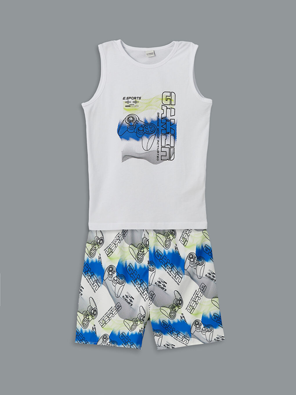 Crew Neck Boy Athlete and Marine Shorts -S5HJ87Z4-LU7