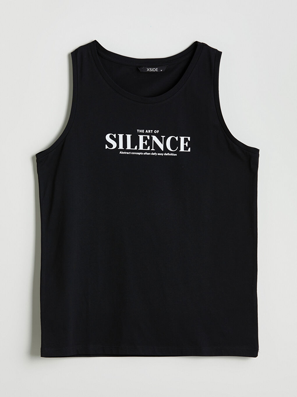 Siyah Bisiklet Yaka Baskılı Erkek Kolsuz Tişört-4