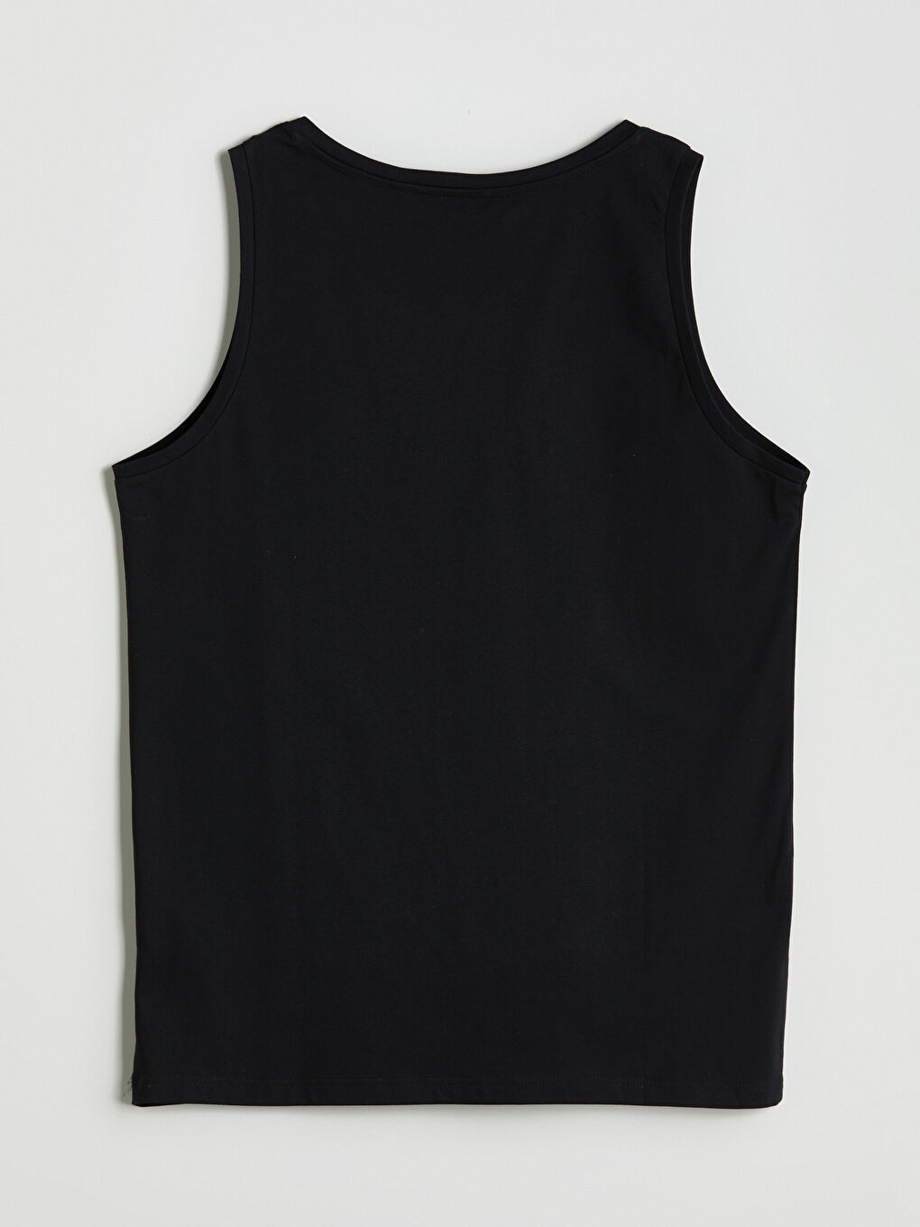 Siyah Bisiklet Yaka Baskılı Erkek Kolsuz Tişört-5