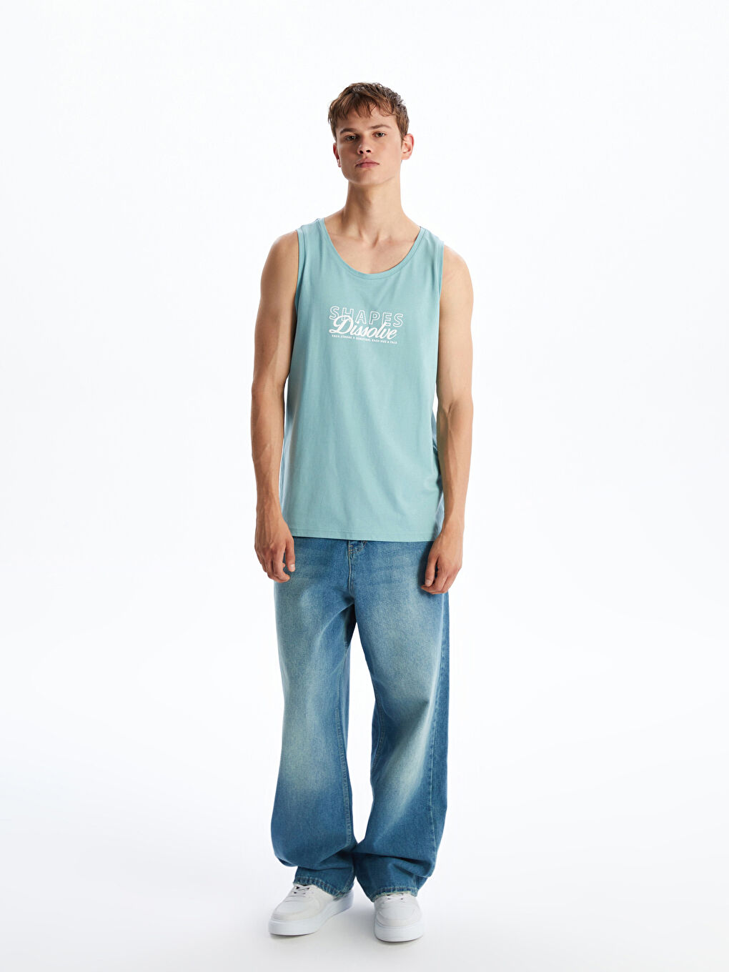 Crew Neck Printed Men's Sleeveless T-Shirt-1