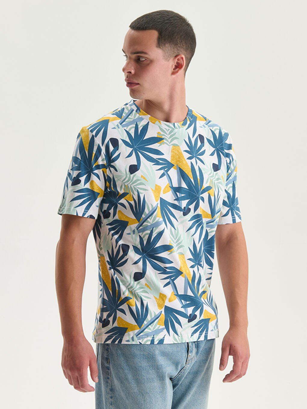 Crew Neck Printed Jersey Men's T-Shirt