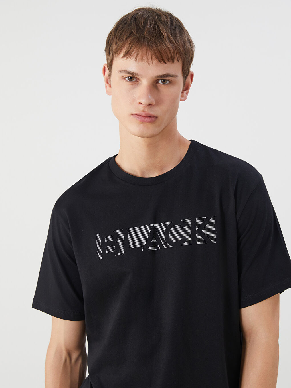 T-shirt en Jersey Imprimé à Col Rond pour Hommes